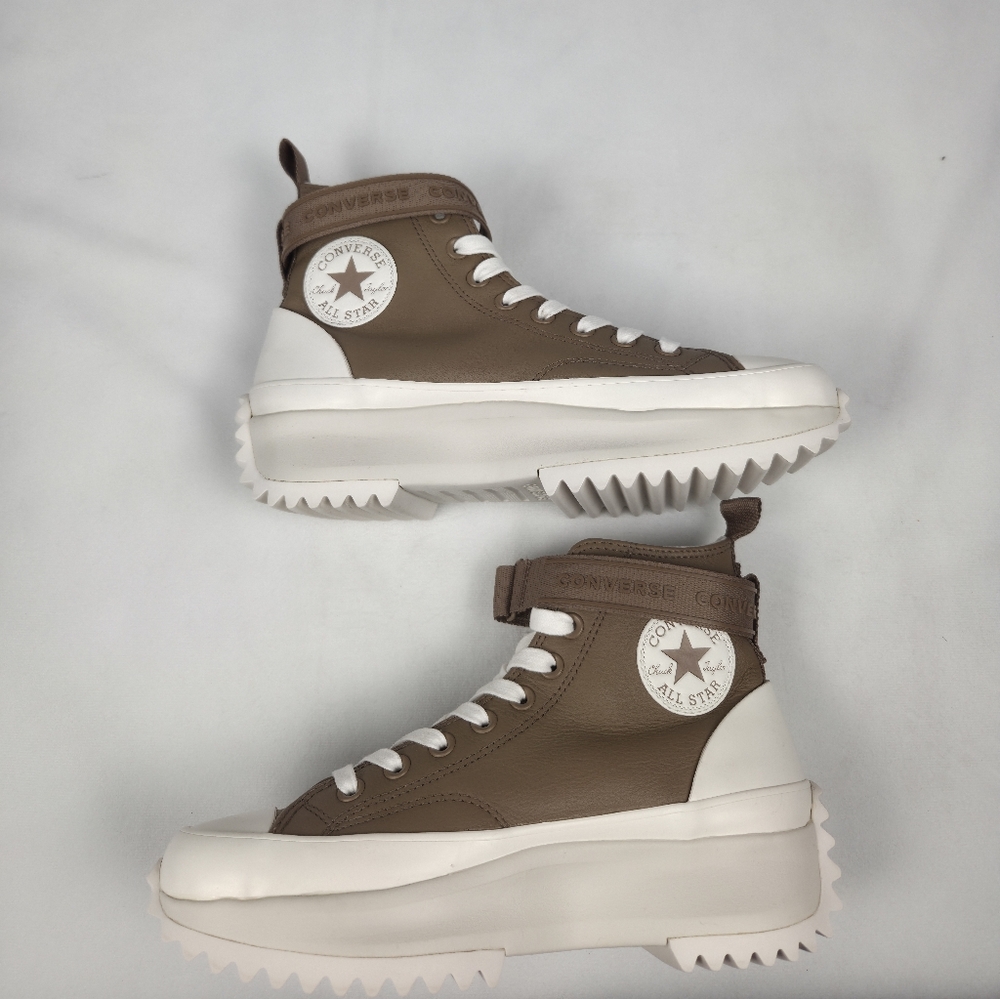 Converse High-Top Sneakers in Brown and White